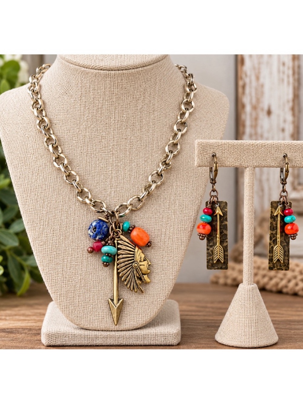 Boho Western Necklace & Earrings Set